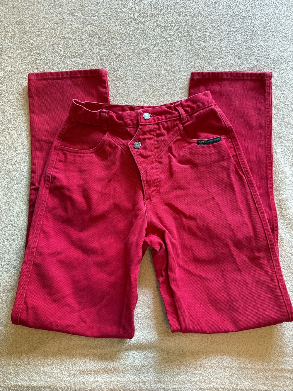 Bright Red Rocky Mountain Jeans